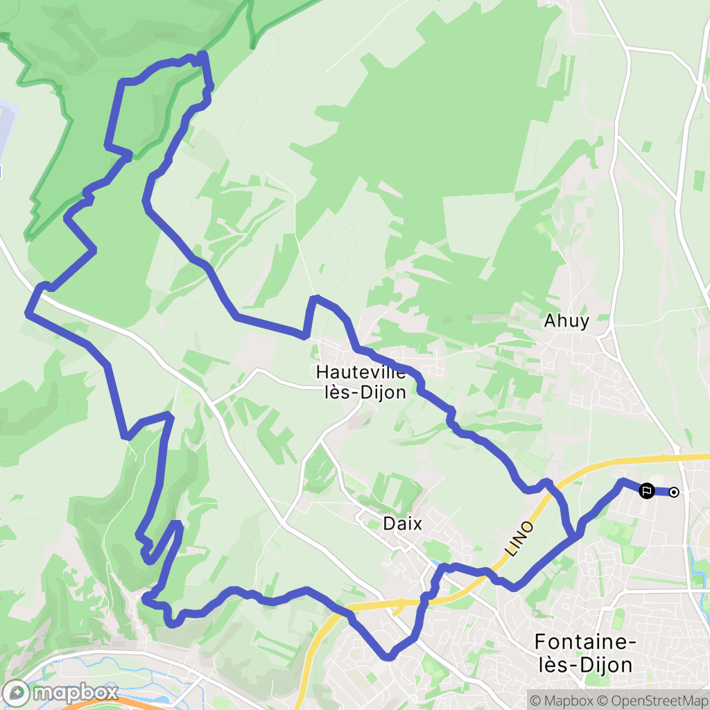 Fontaine-lès-Dijon : carte du parcours de randonnée - France