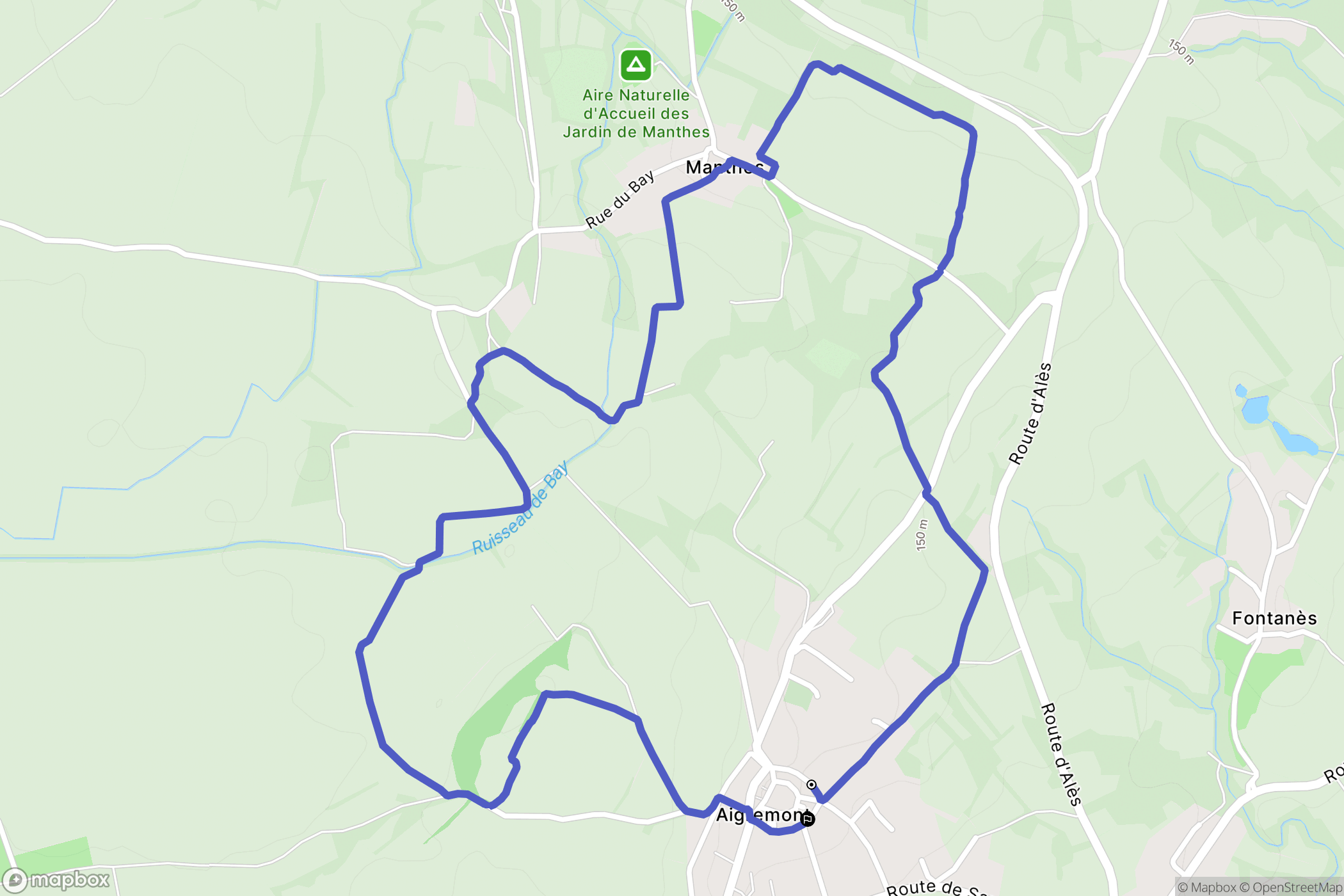 Aigremont : carte du parcours de randonnée - France
