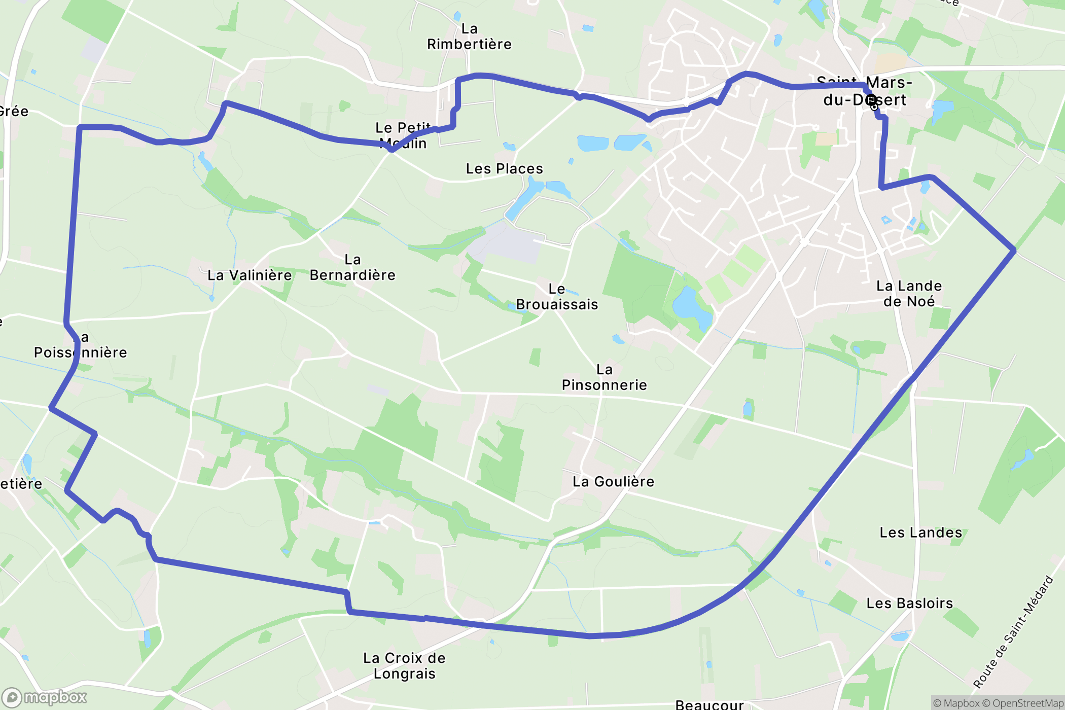 Saint-Mars-du-Désert : carte du parcours de randonnée - France