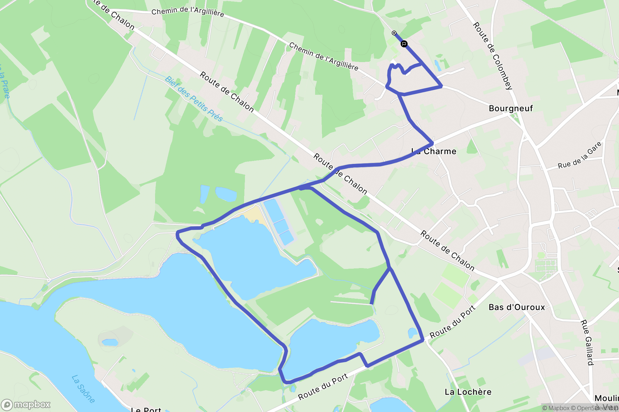 Ouroux-sur-Saône : carte du parcours de randonnée - France