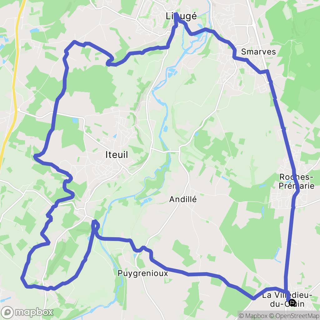La Villedieu-du-Clain : carte du parcours de randonnée - France