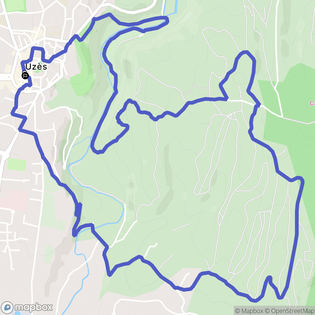 Uzès : carte du parcours de randonnée - France