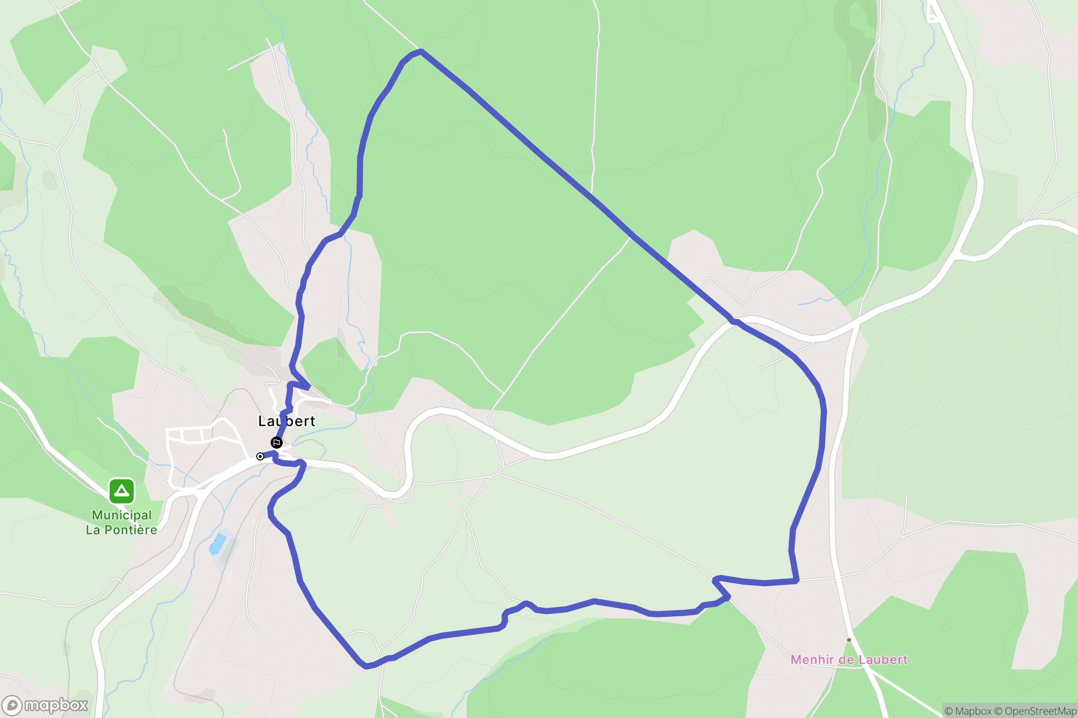 Laubert : carte du parcours de randonnée - France