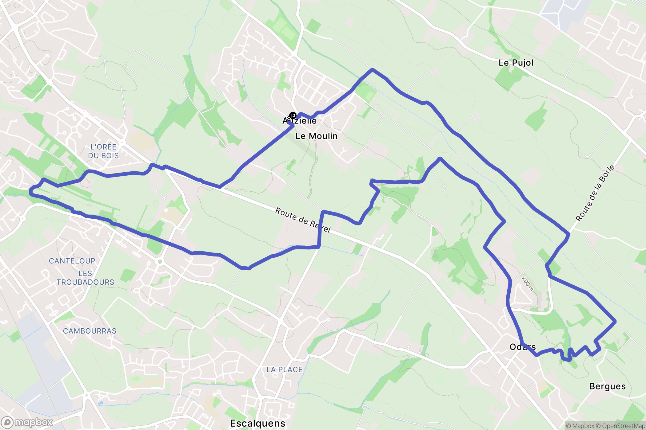 Auzielle : carte du parcours de randonnée - France
