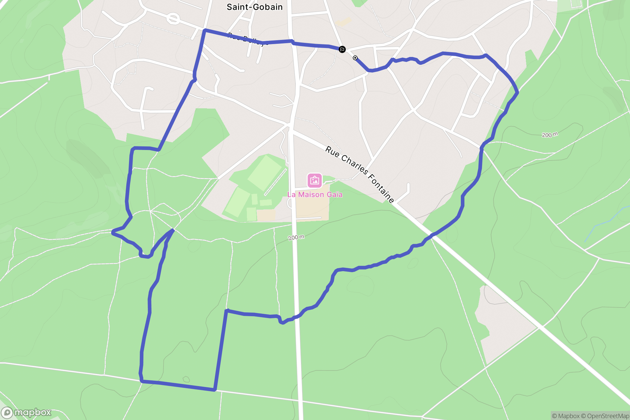 Saint-Gobain : carte du parcours de randonnée - France