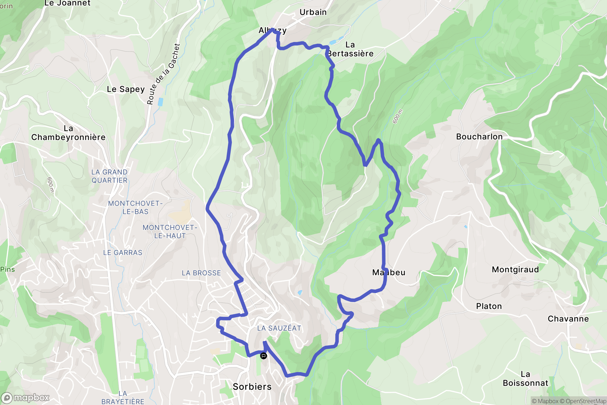 Sorbiers : carte du parcours de randonnée - France
