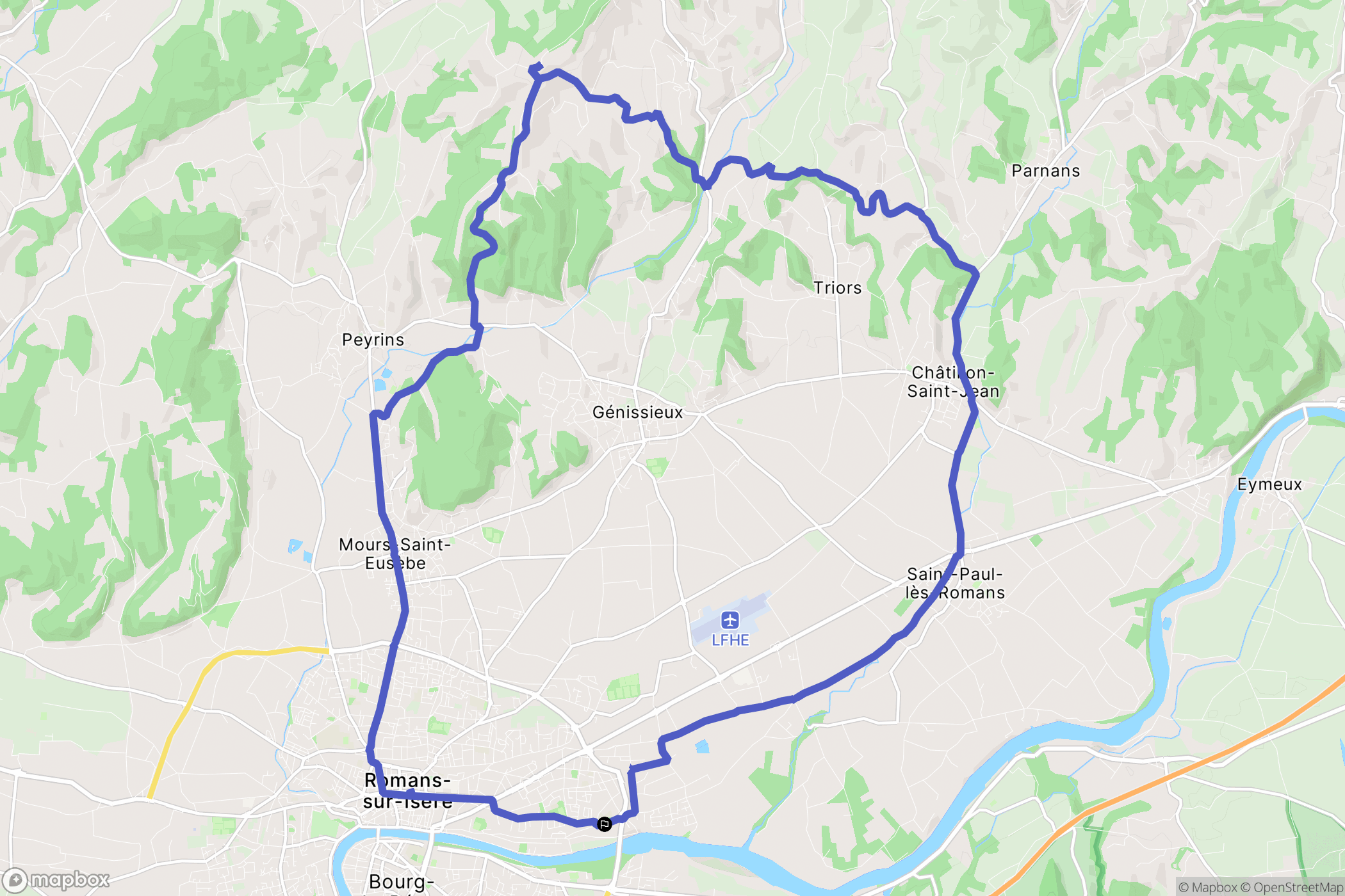 Romans-sur-Isère : carte du parcours de randonnée - France