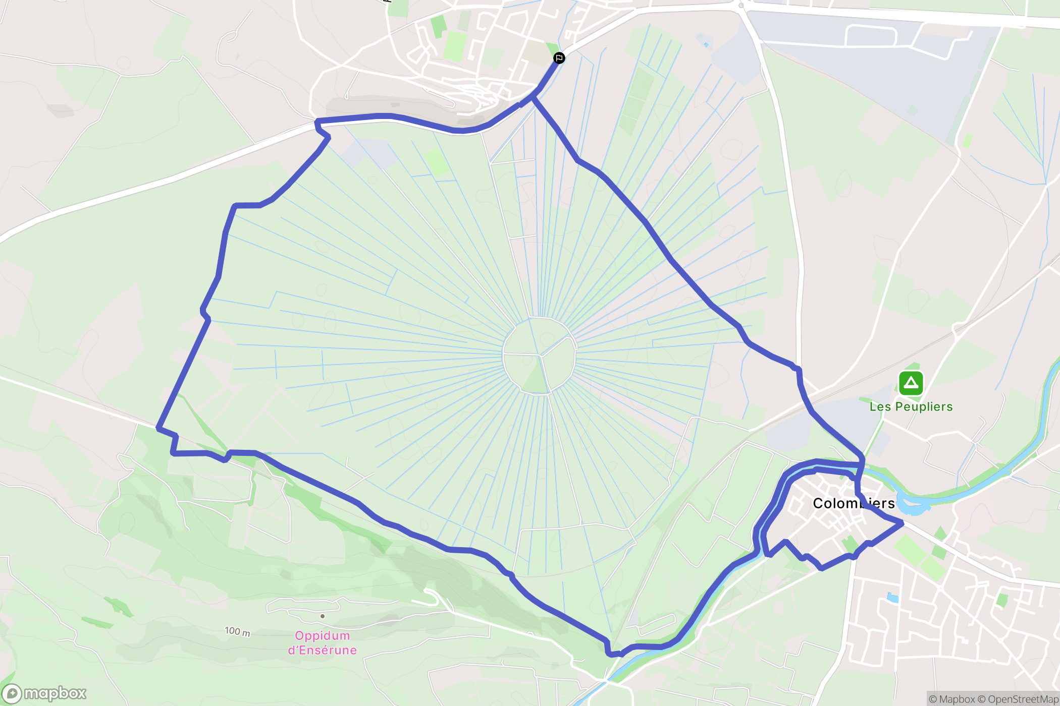 Montady : carte du parcours de randonnée - France
