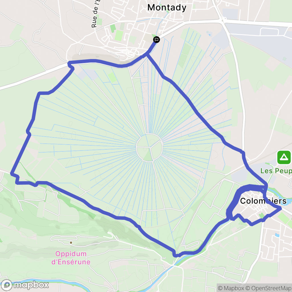 Montady : carte du parcours de randonnée - France