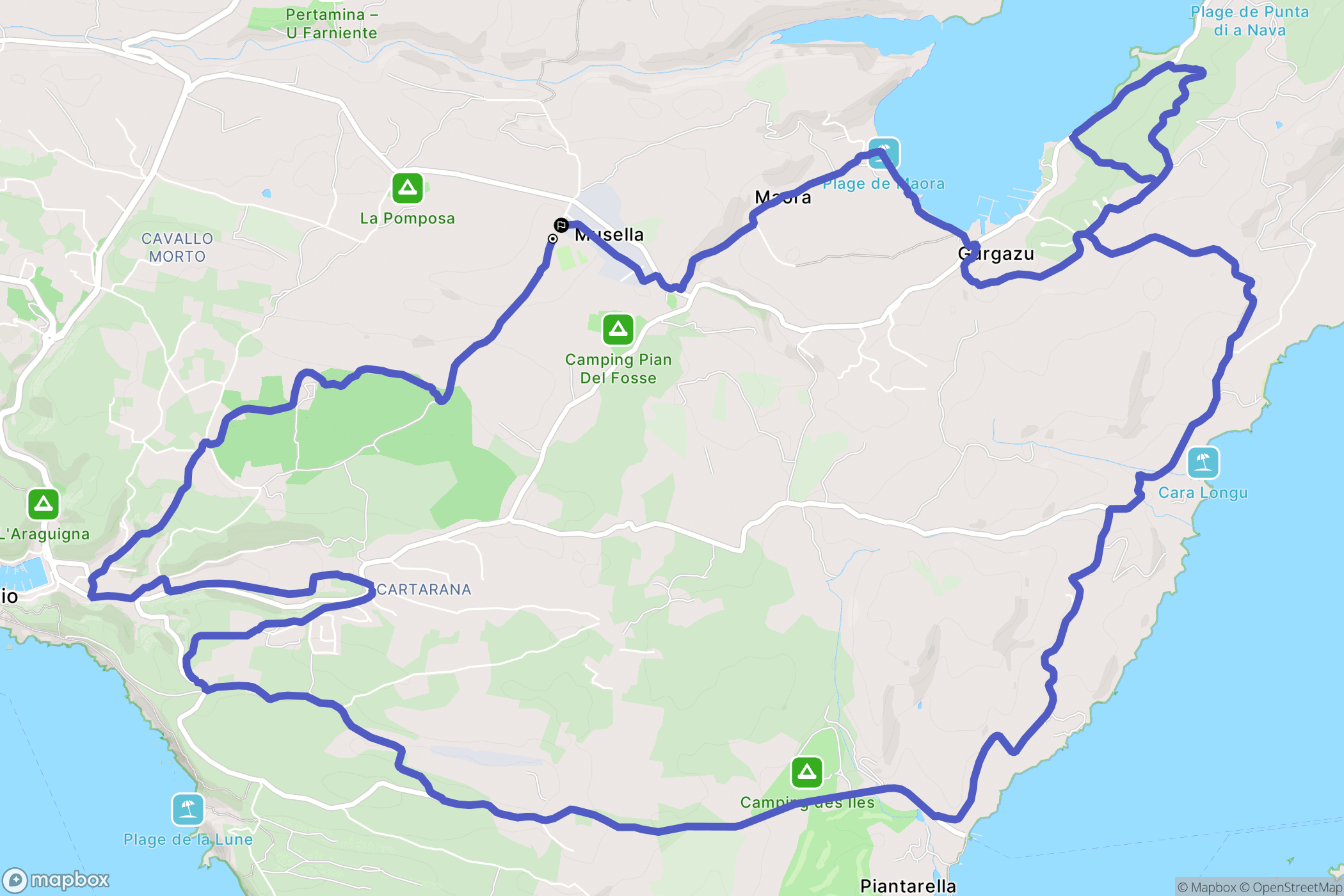 Bonifacio : carte du parcours de randonnée - France
