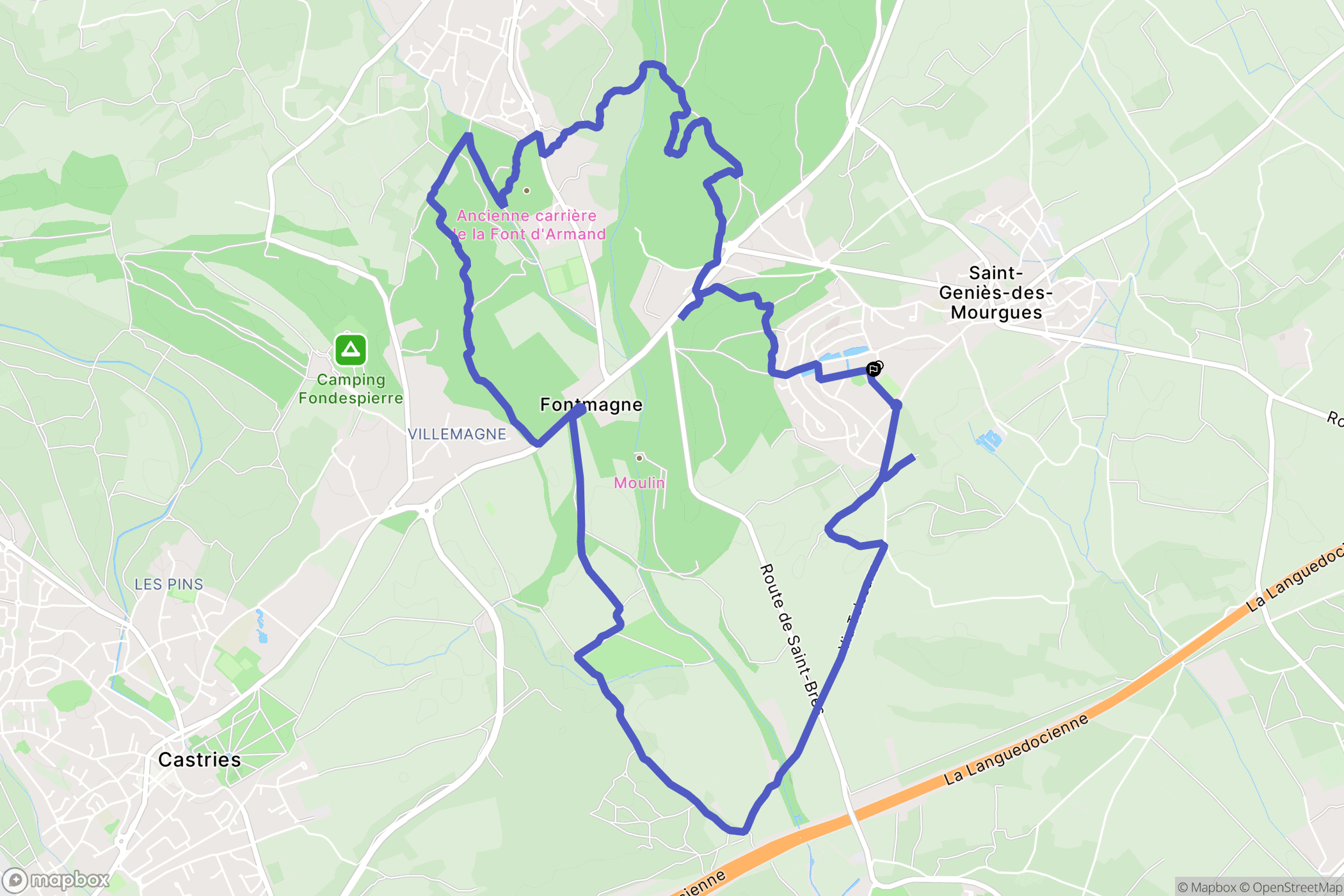 Saint-Geniès-des-Mourgues : carte du parcours de randonnée - France