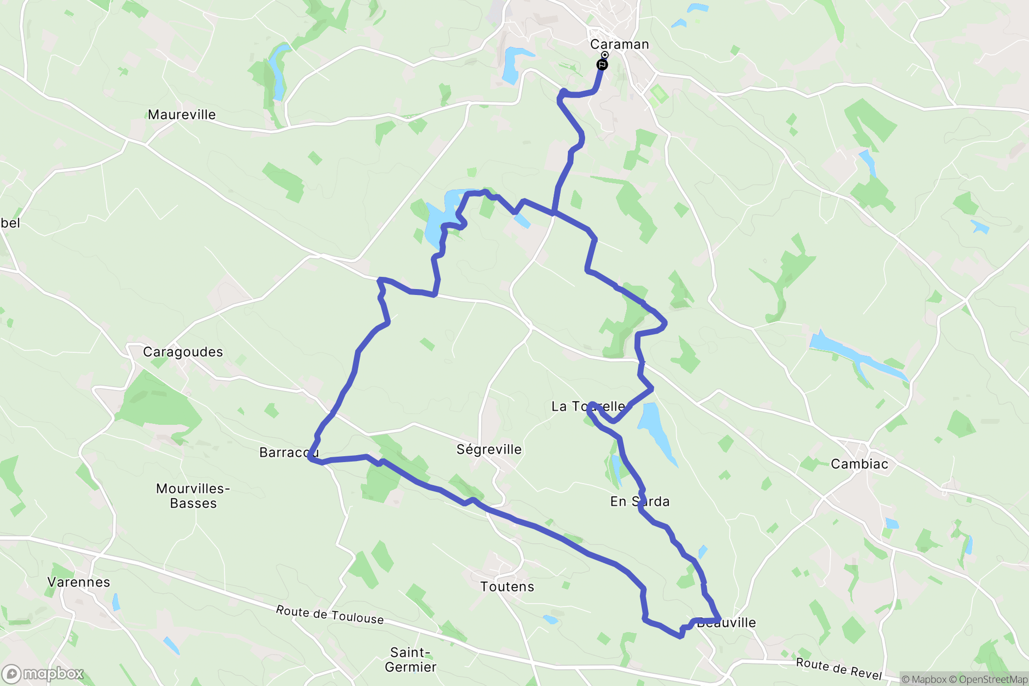 Caraman : carte du parcours de randonnée - France