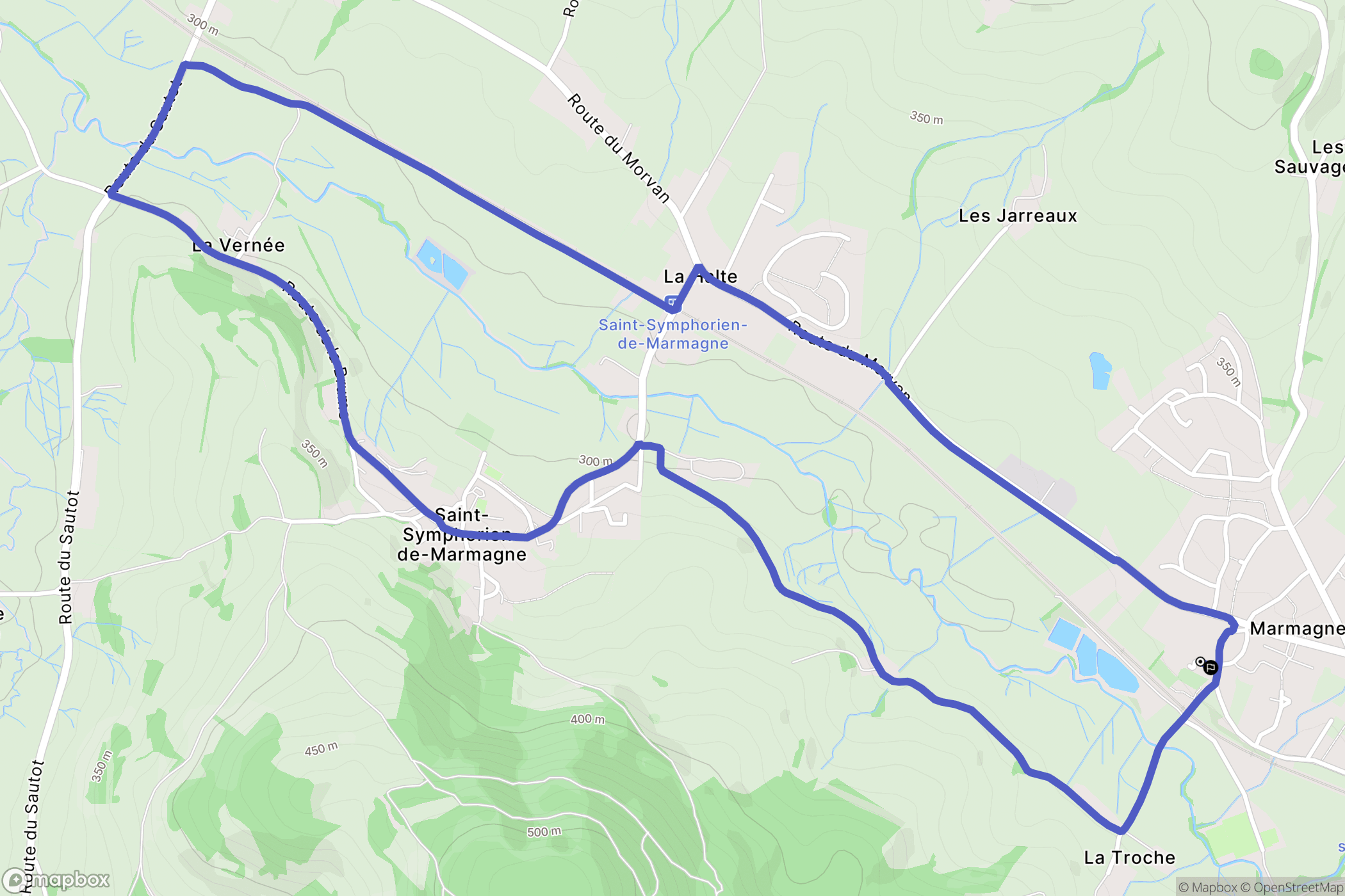 Marmagne : carte du parcours de randonnée - France