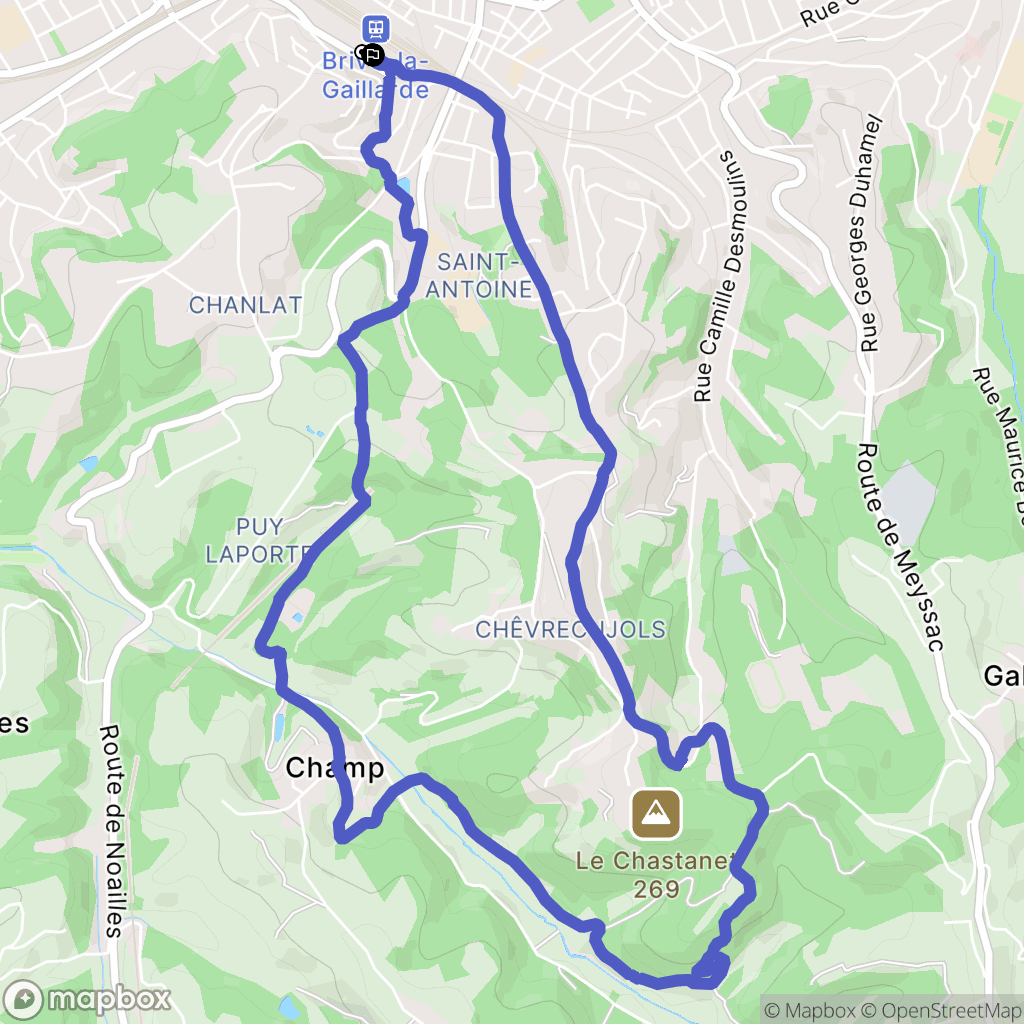 Brive-la-Gaillarde : carte du parcours de randonnée - France