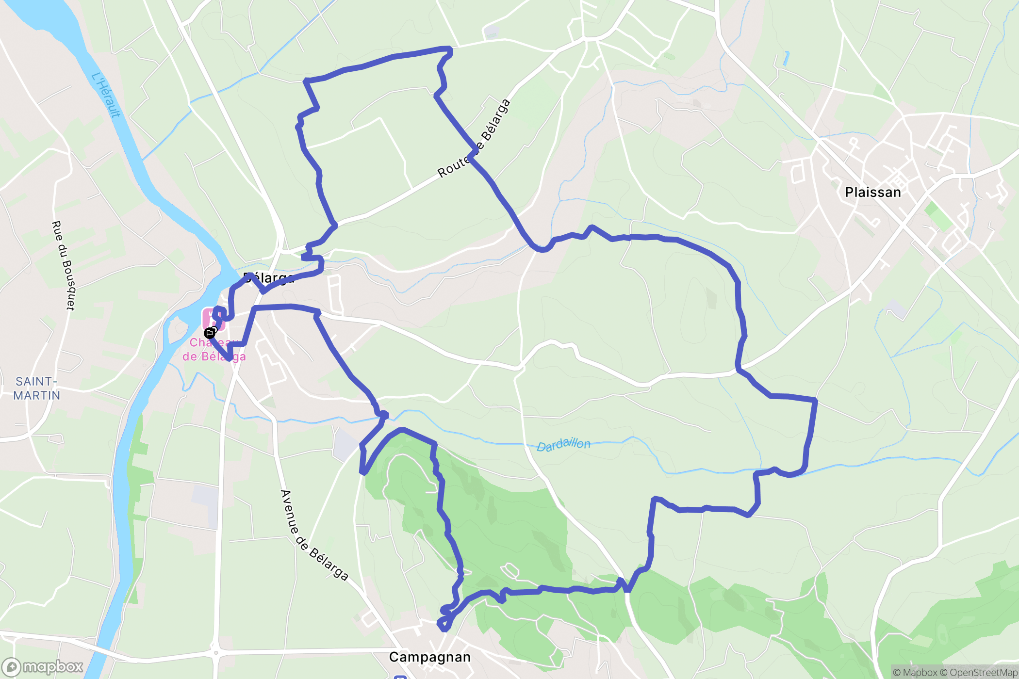 Bélarga : carte du parcours de randonnée - France
