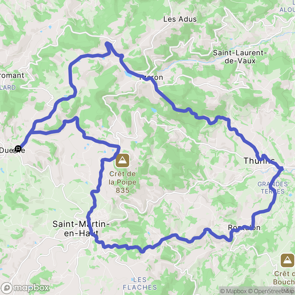 Duerne : carte du parcours de randonnée - France