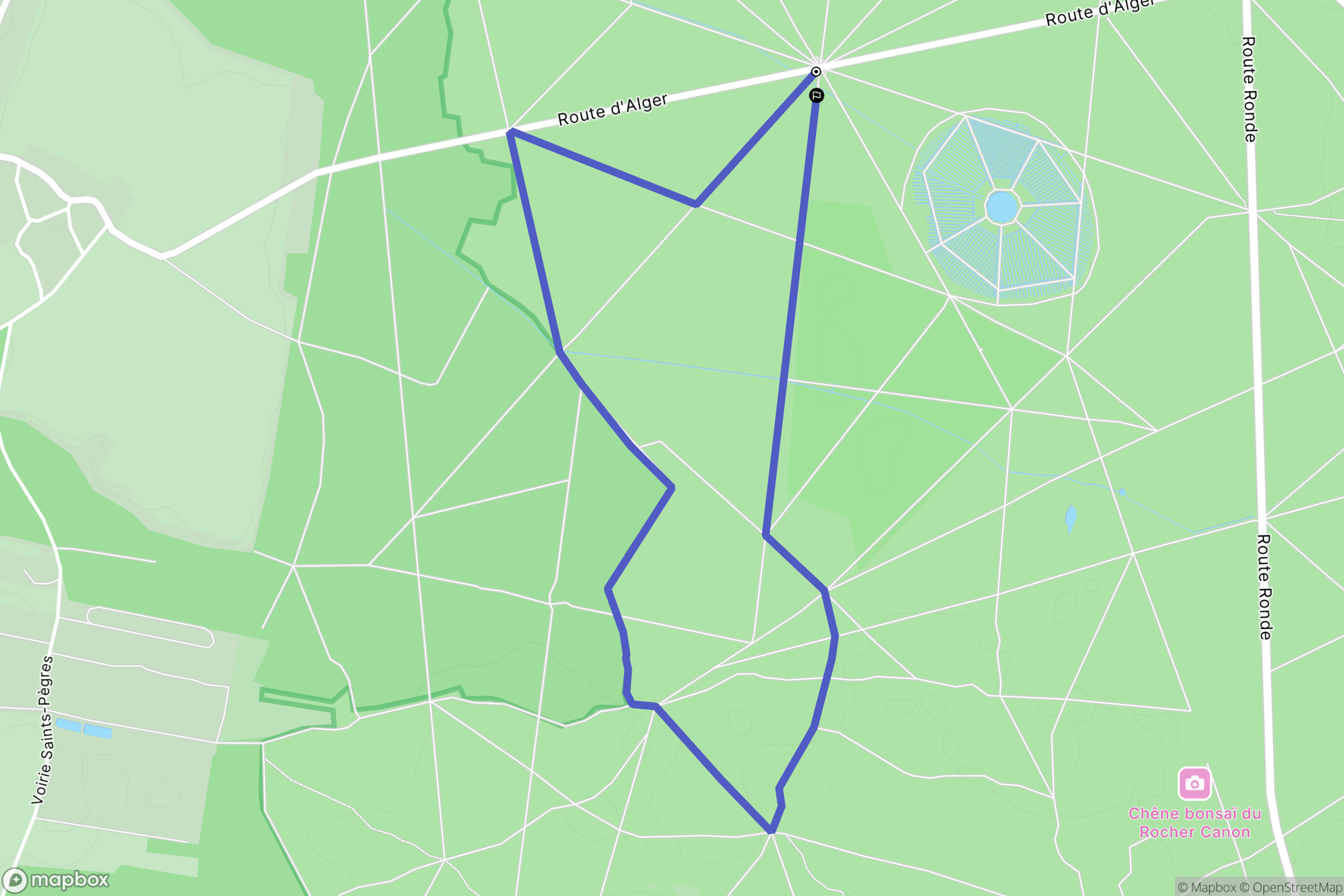 Fontainebleau : carte du parcours de randonnée - France