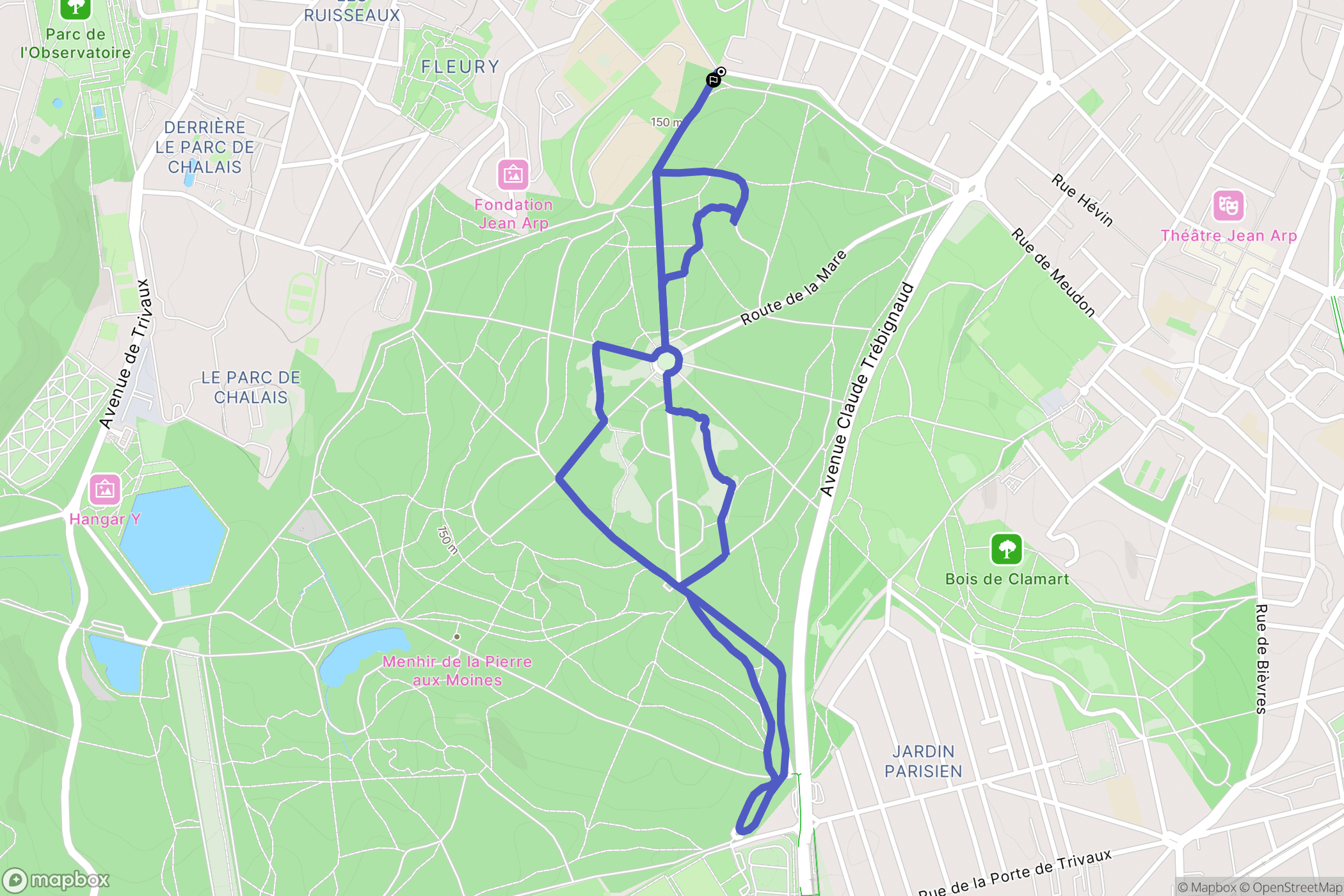 Clamart : carte du parcours de randonnée - France