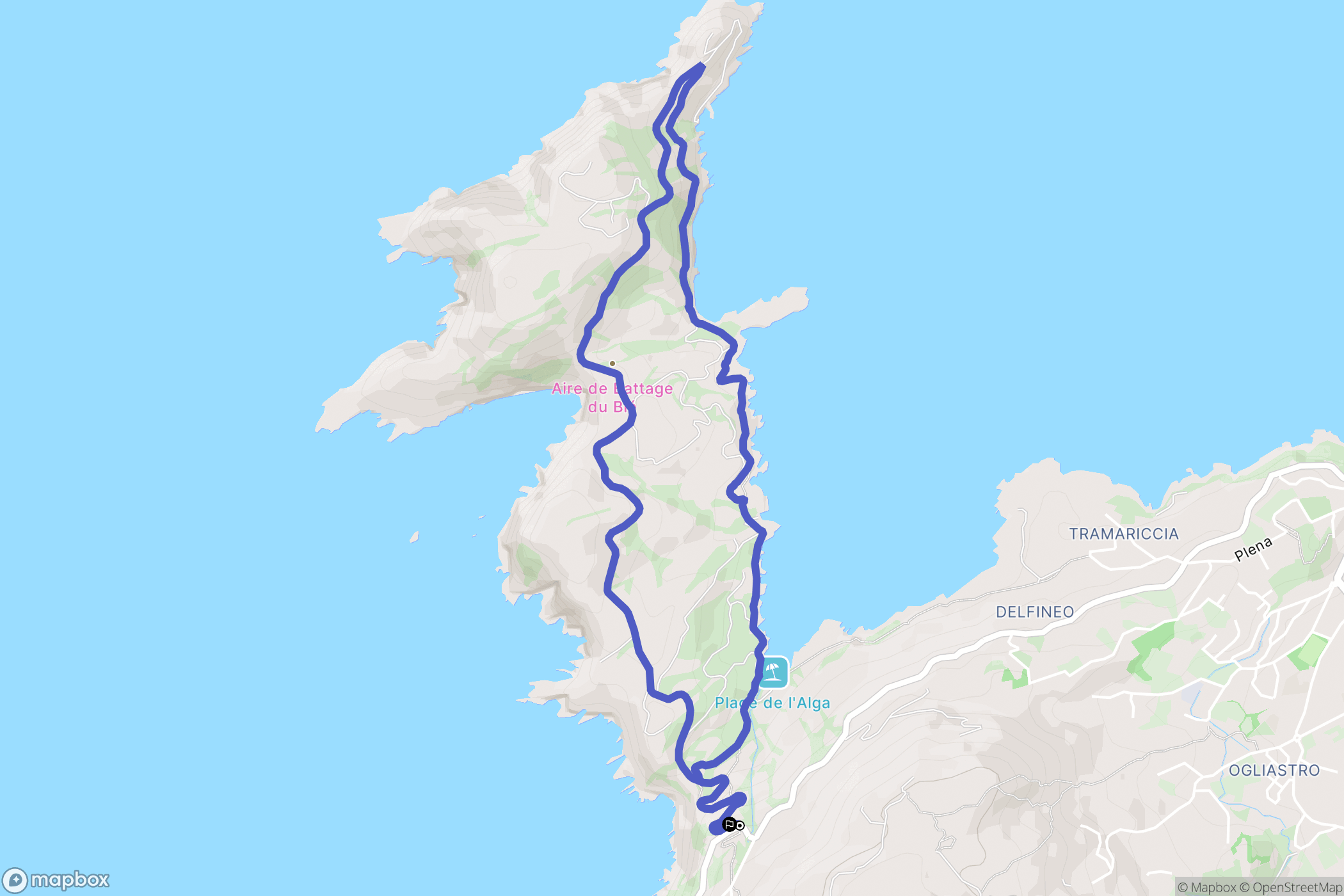 Calvi : carte du parcours de randonnée - France