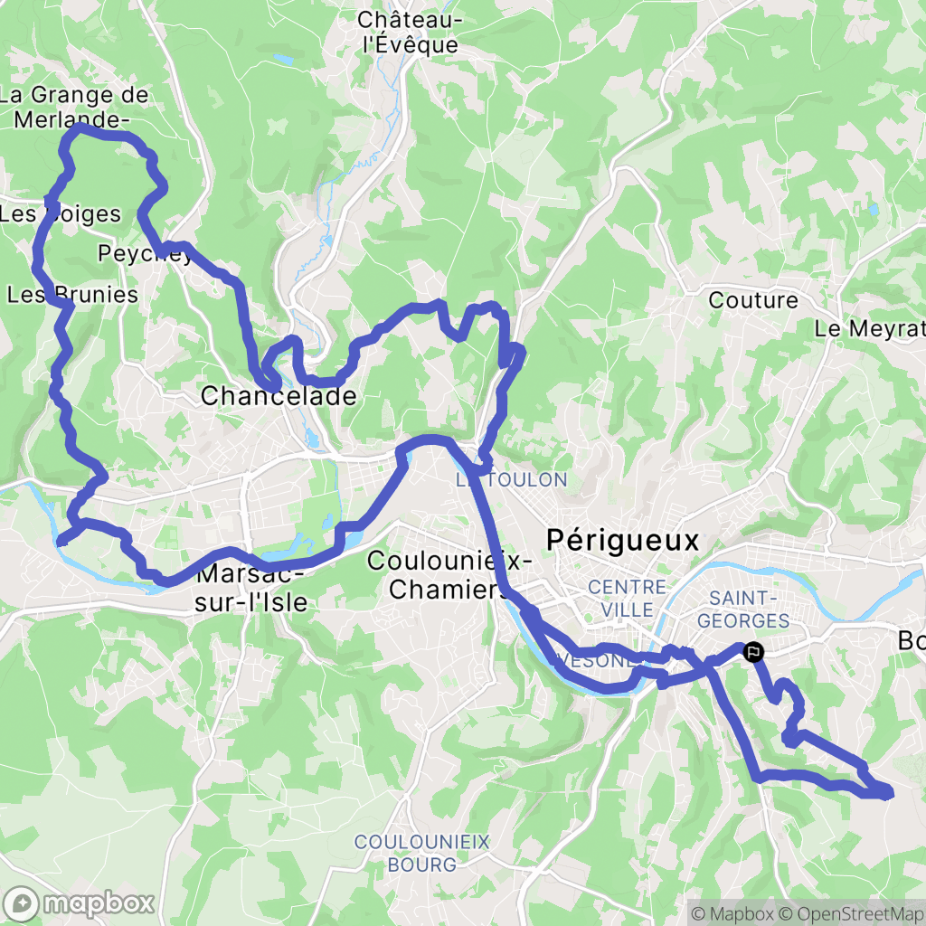 Périgueux : carte du parcours de randonnée - France