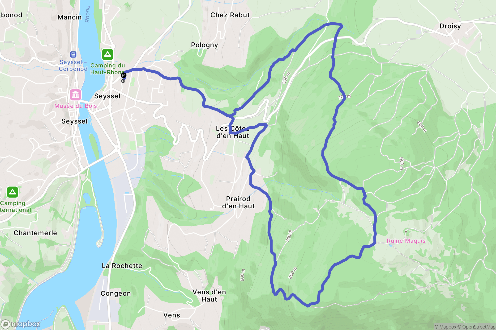 Seyssel : carte du parcours de randonnée - France