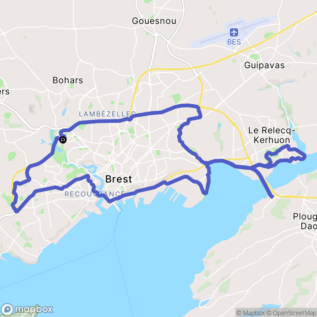 Brest : carte du parcours de randonnée - France