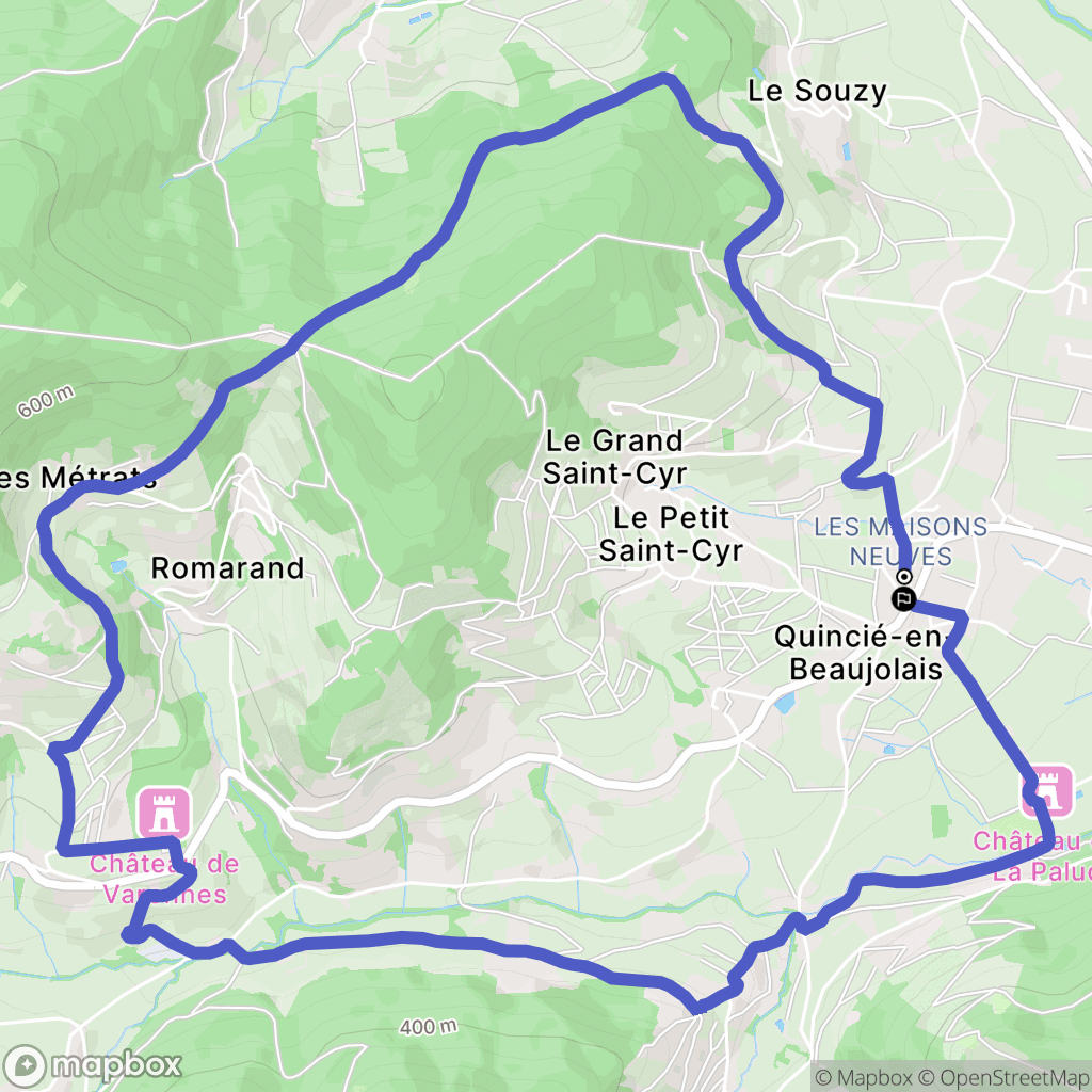 Quincié-en-Beaujolais : carte du parcours de randonnée - France