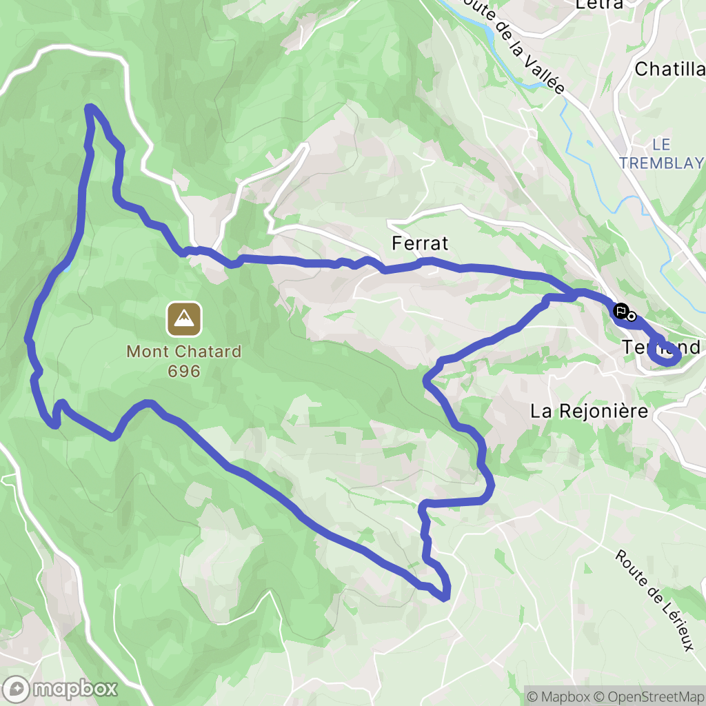 Ternand : carte du parcours de randonnée - France