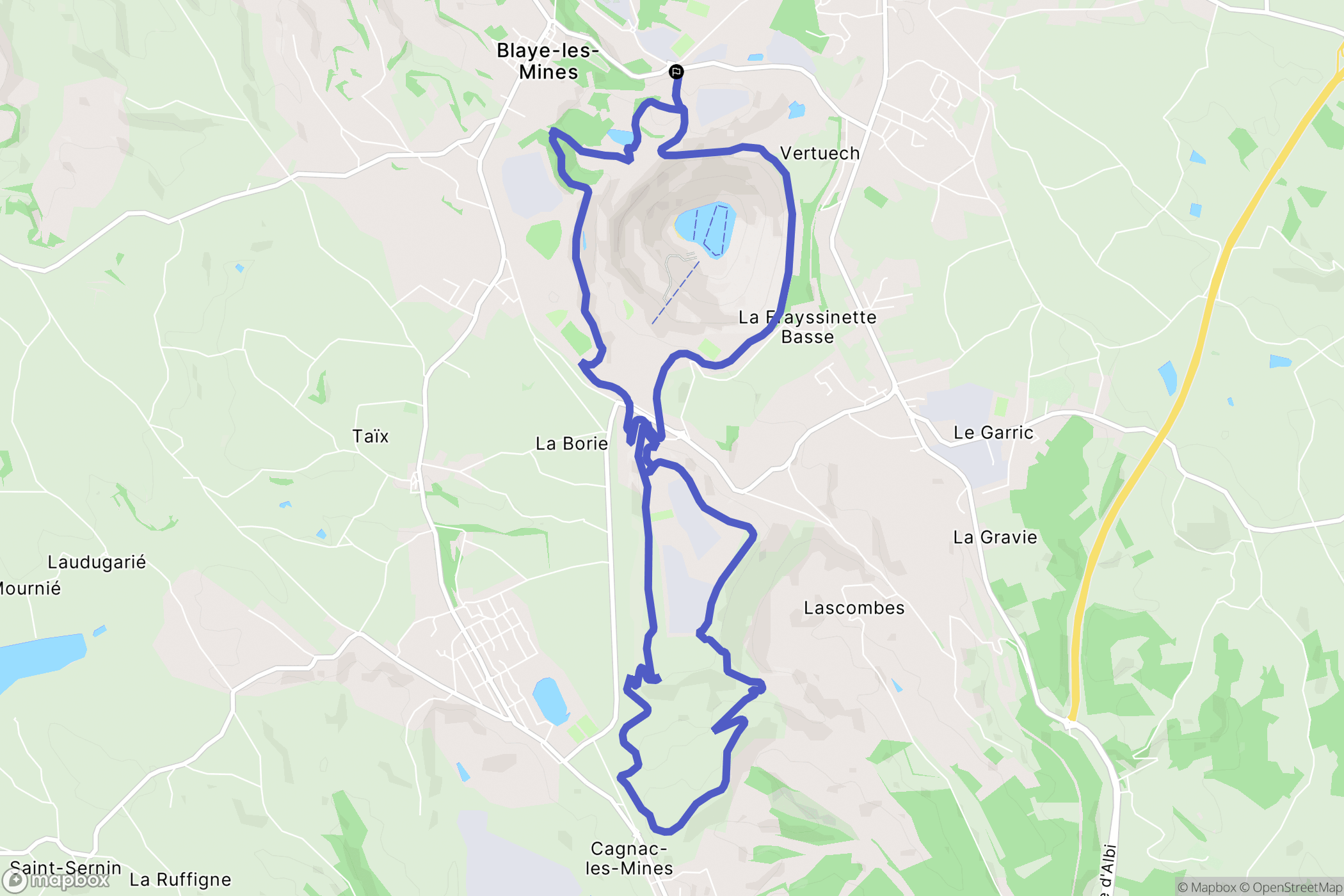 Blaye-les-Mines : carte du parcours de randonnée - France