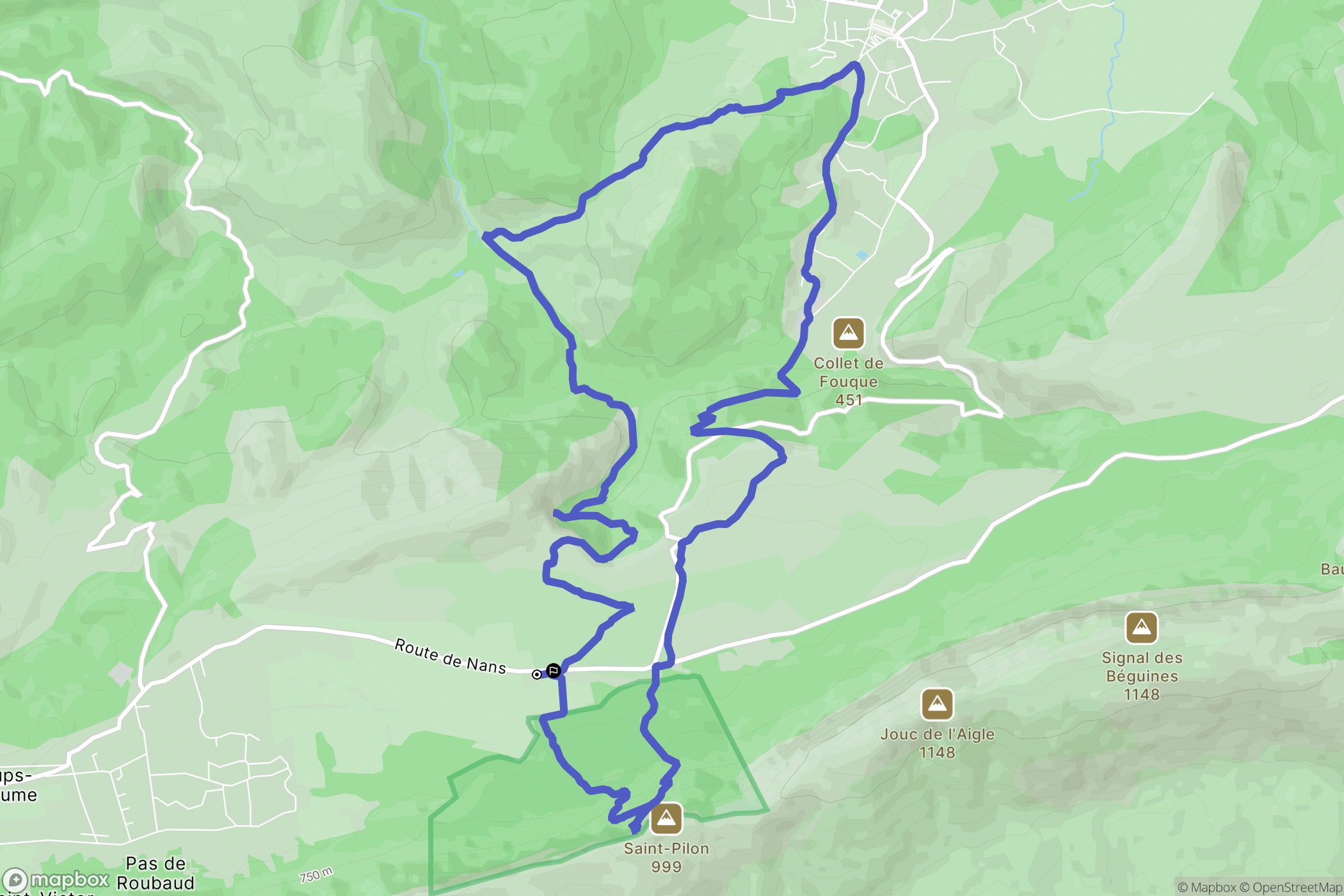 Plan-d'Aups-Sainte-Baume : carte du parcours de randonnée - France