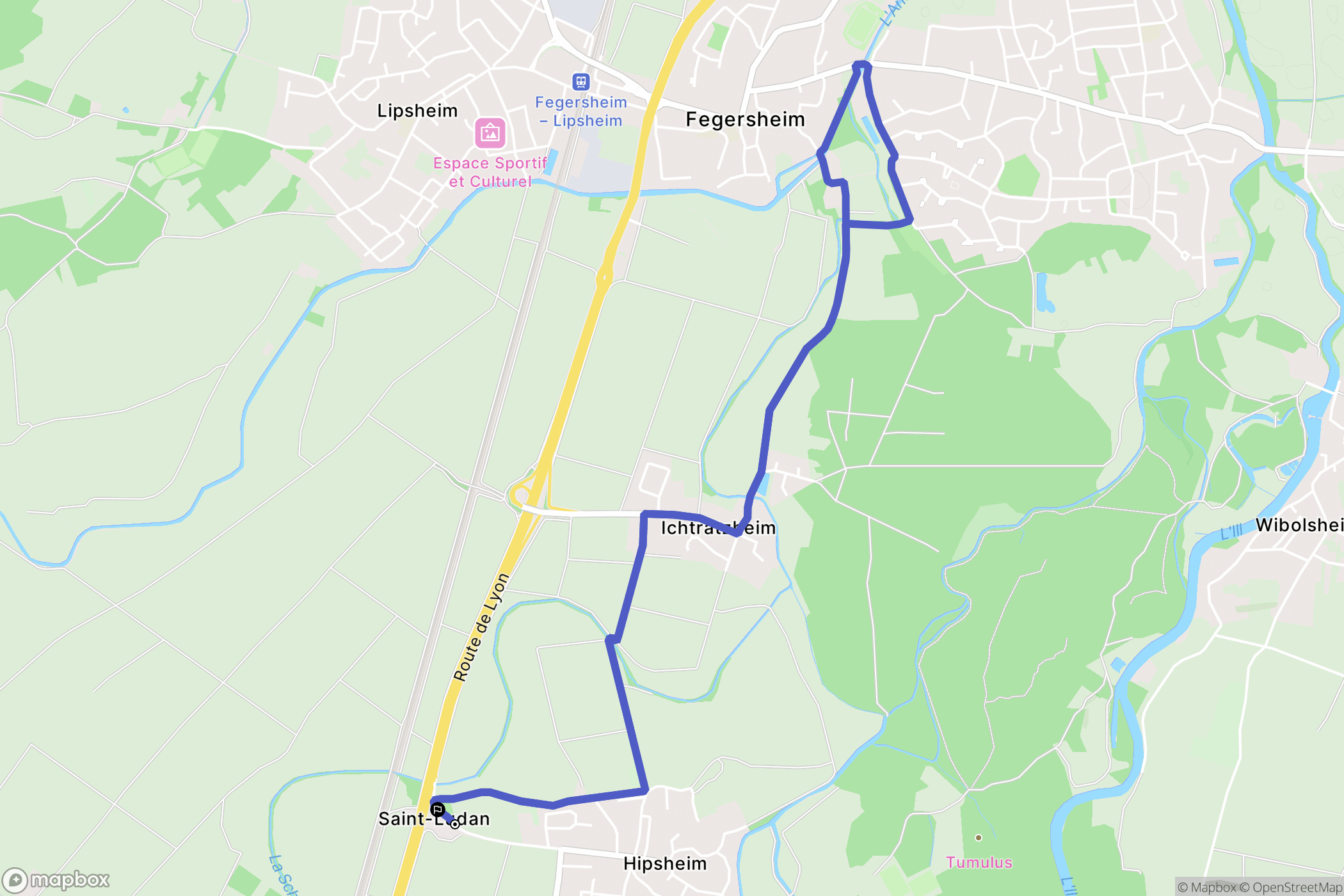 Hipsheim : carte du parcours de randonnée - France