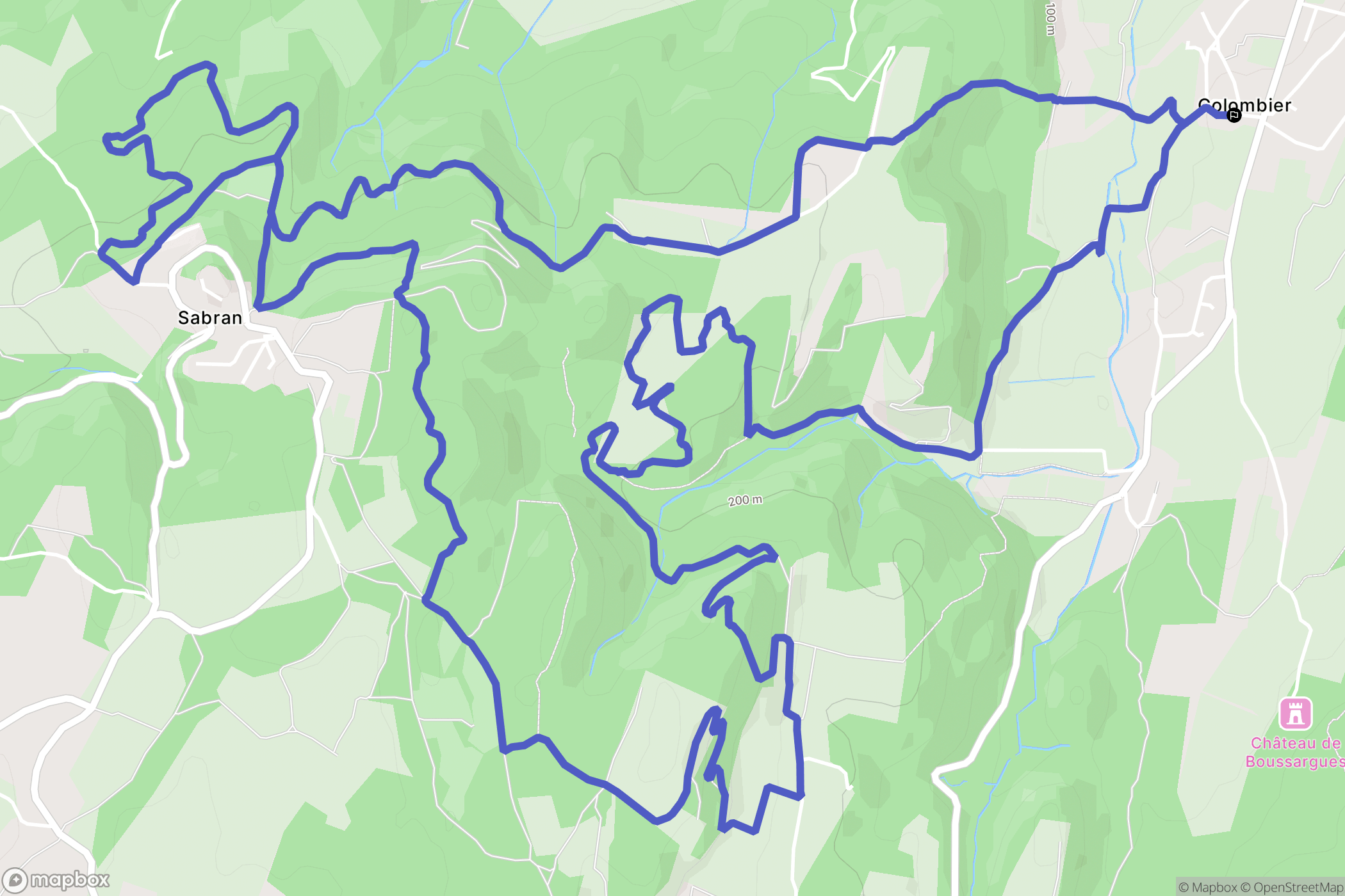 Sabran : carte du parcours de randonnée - France