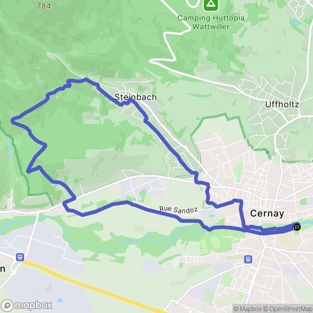 Cernay : carte du parcours de randonnée - France