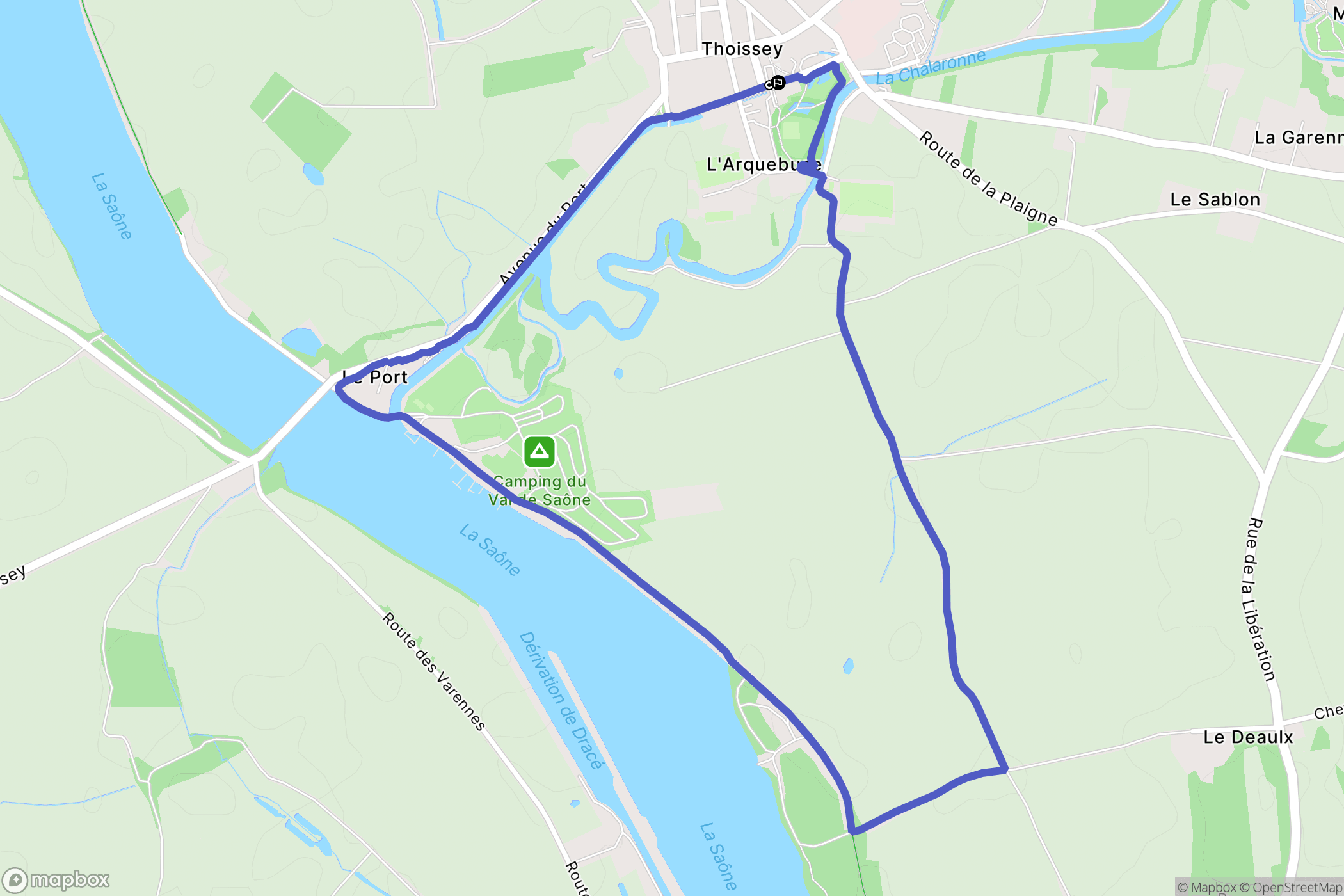 Thoissey : carte du parcours de randonnée - France