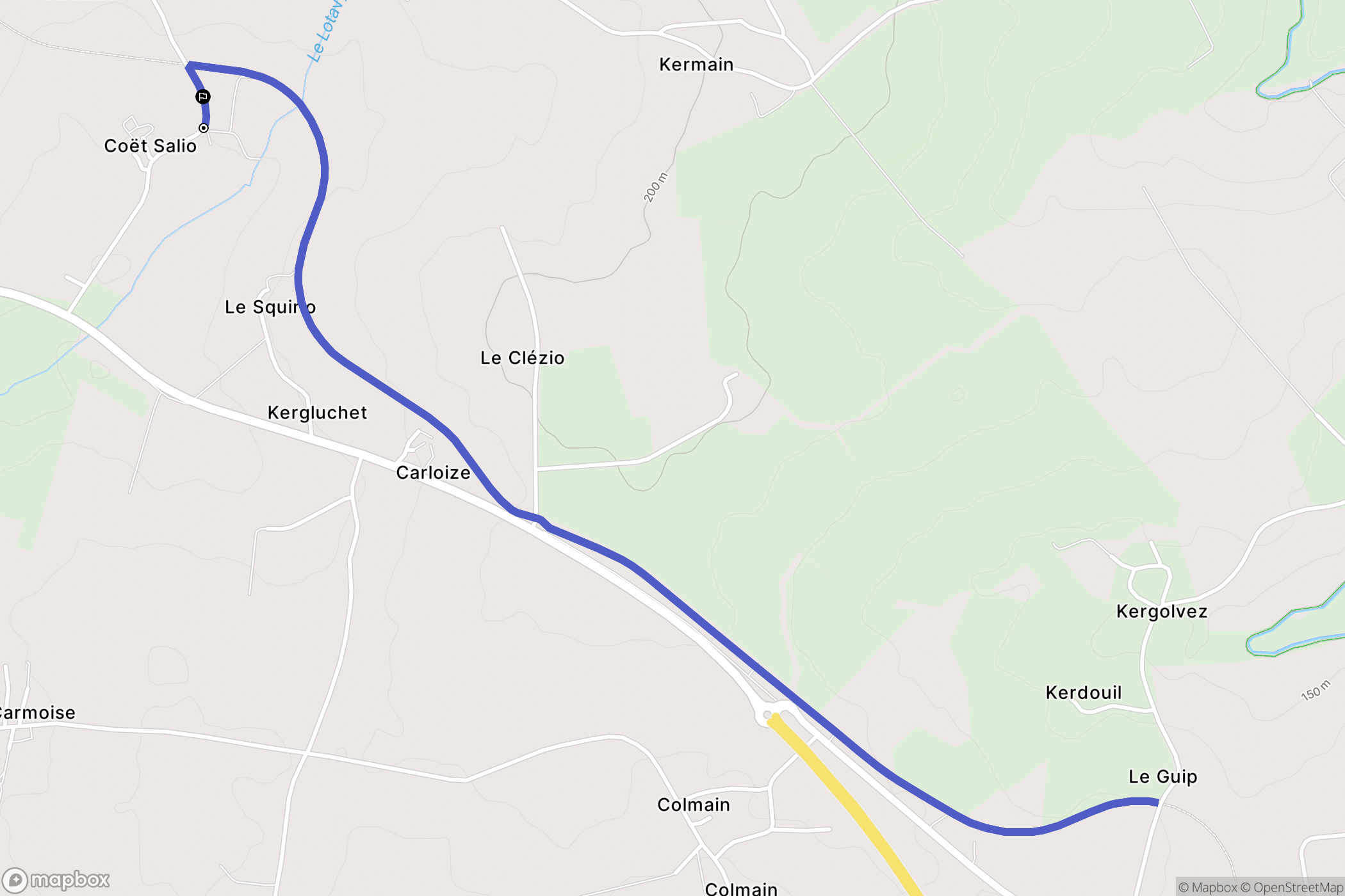 Guerlédan : carte du parcours de randonnée - France