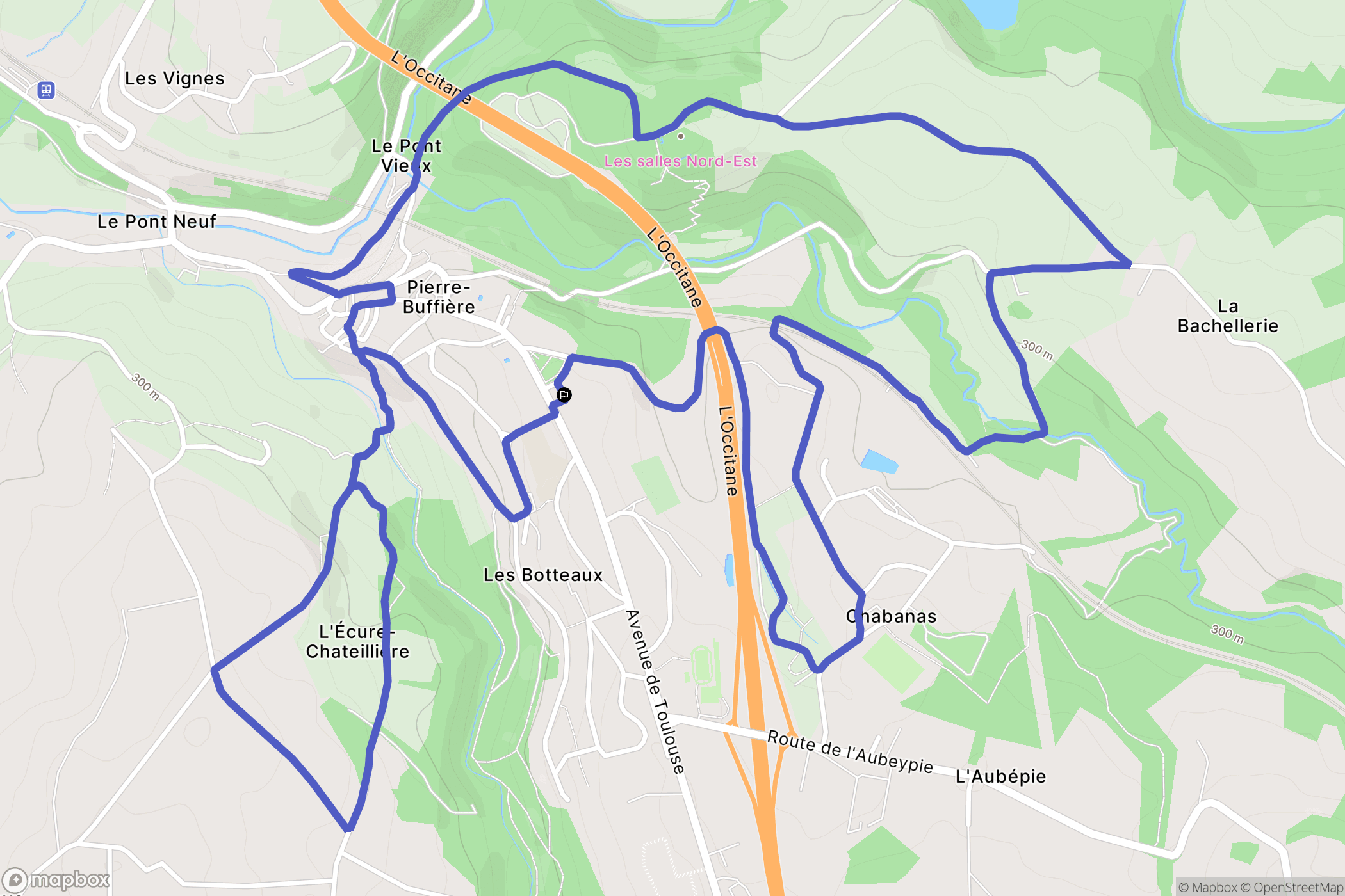Pierre-Buffière : carte du parcours de randonnée - France