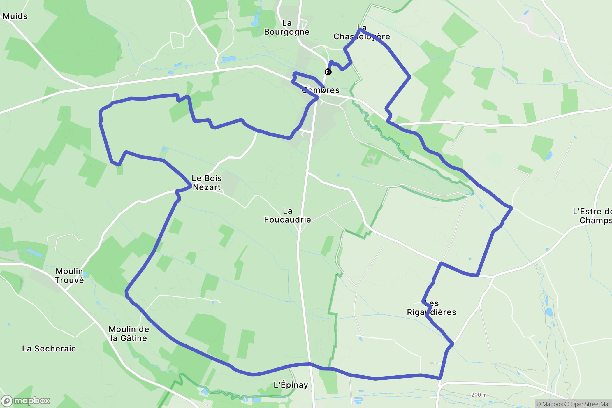 Combres : carte du parcours de randonnée - France