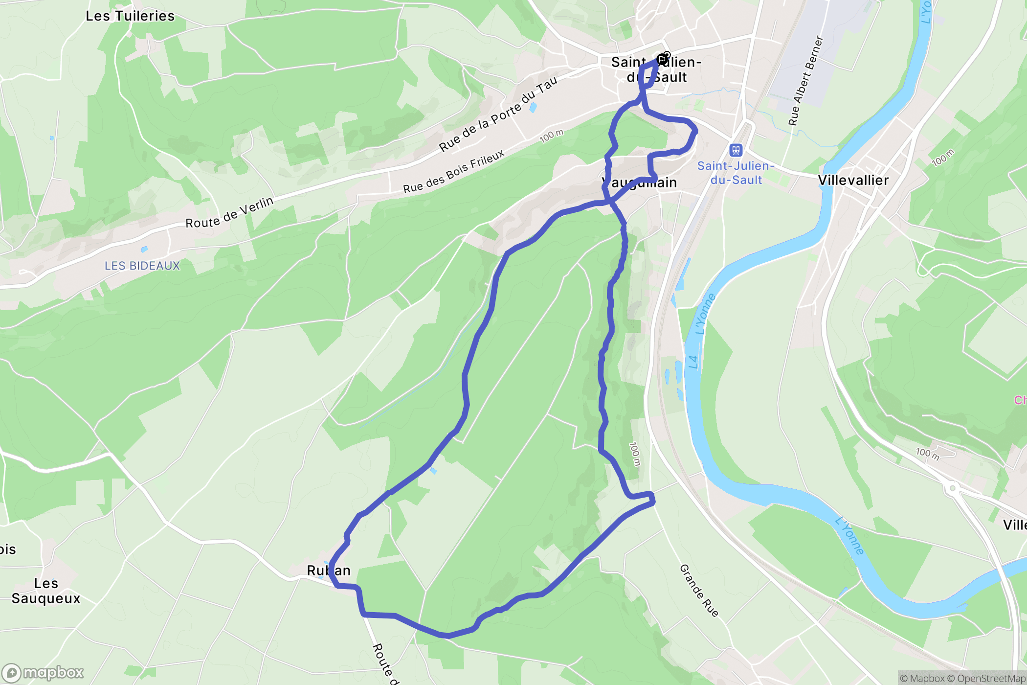Saint-Julien-du-Sault : carte du parcours de randonnée - France