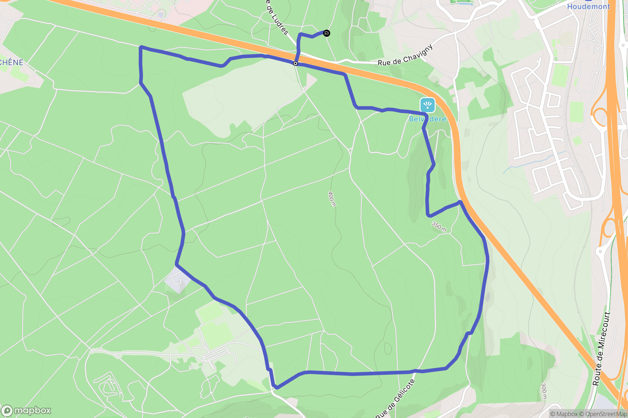 Houdemont : carte du parcours de randonnée - France