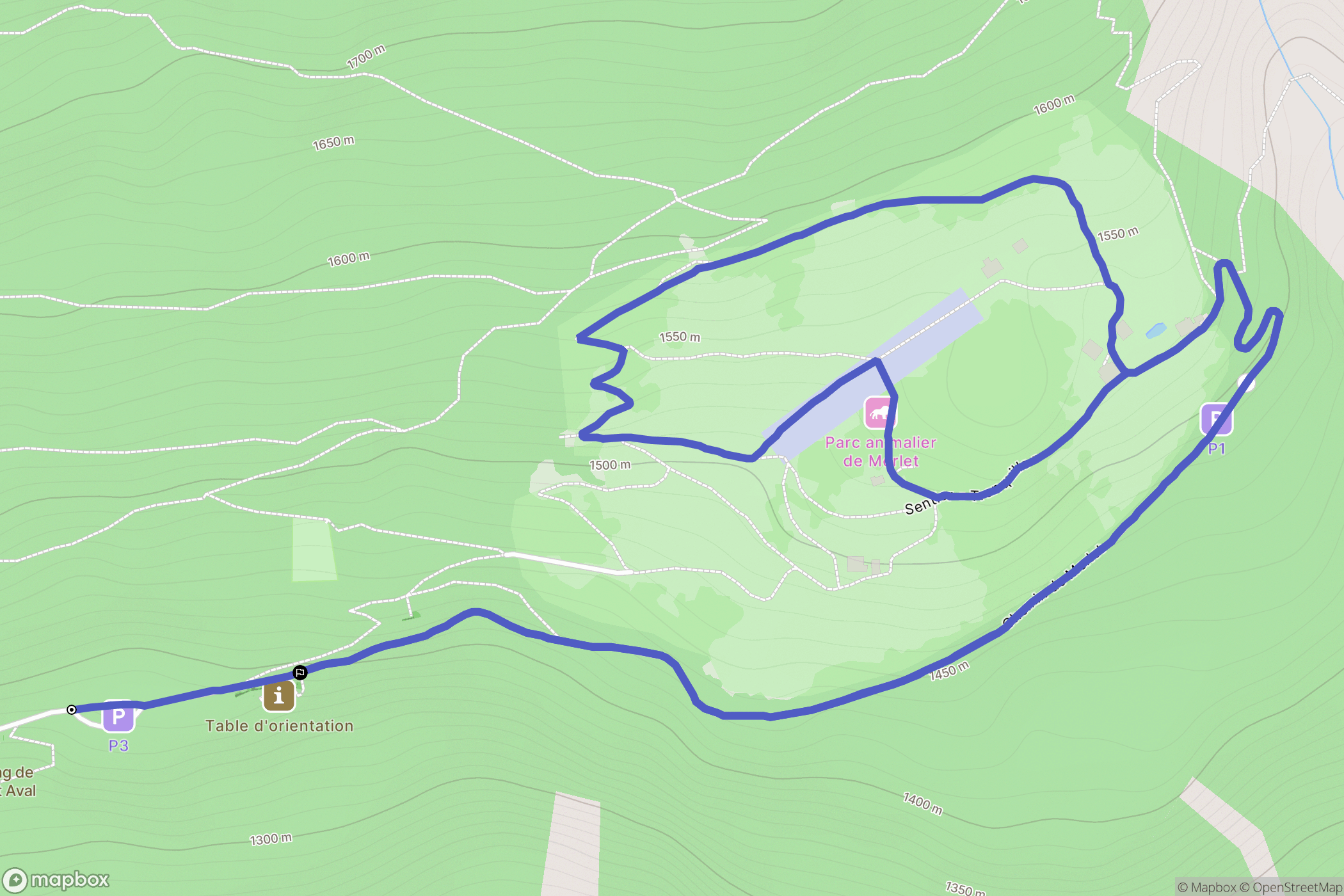 Les Houches : carte du parcours de randonnée - France
