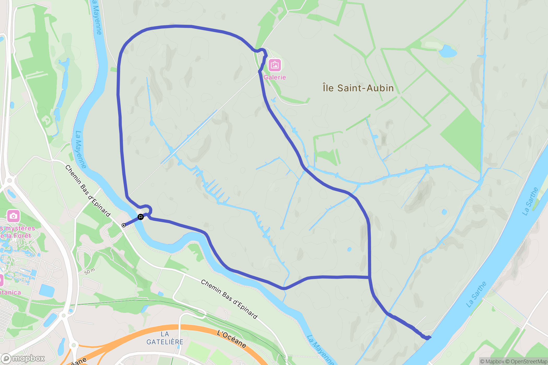 Angers : carte du parcours de randonnée - France