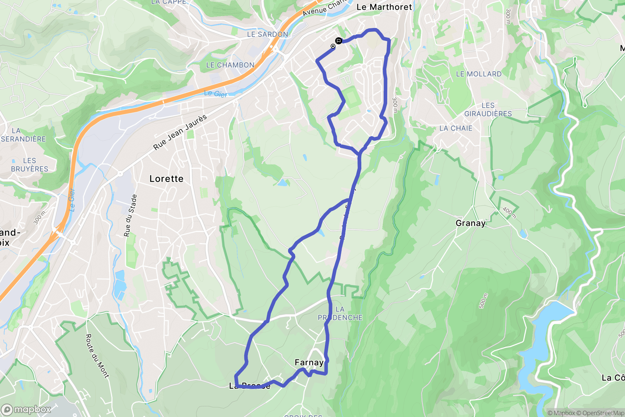 Rive-de-Gier : carte du parcours de randonnée - France
