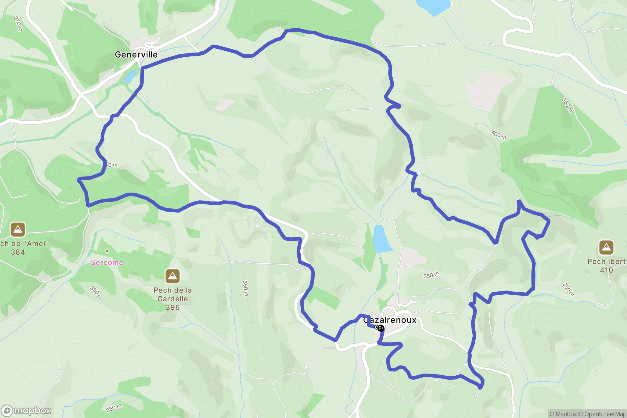 Cazalrenoux : carte du parcours de randonnée - France