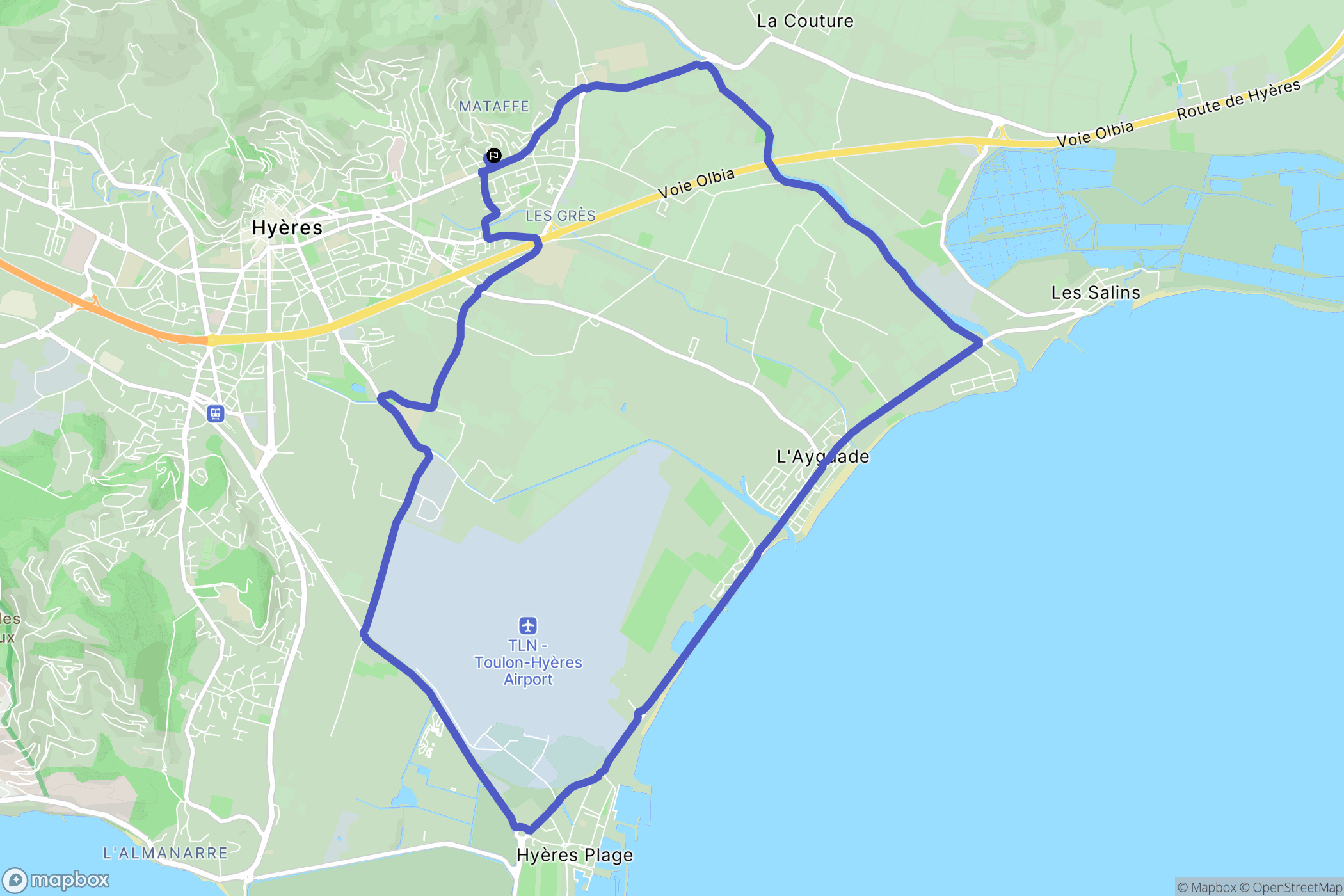 Hyères : carte du parcours de randonnée - France