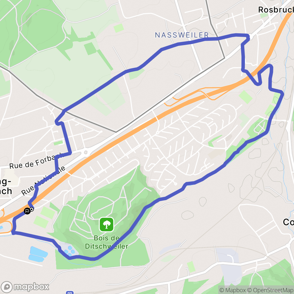 Freyming-Merlebach : carte du parcours de randonnée - France