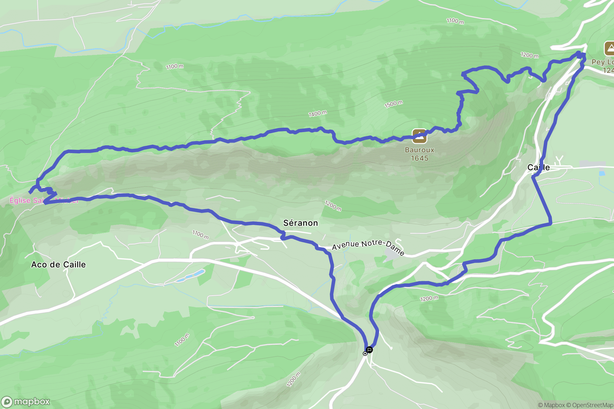Séranon : carte du parcours de randonnée - France