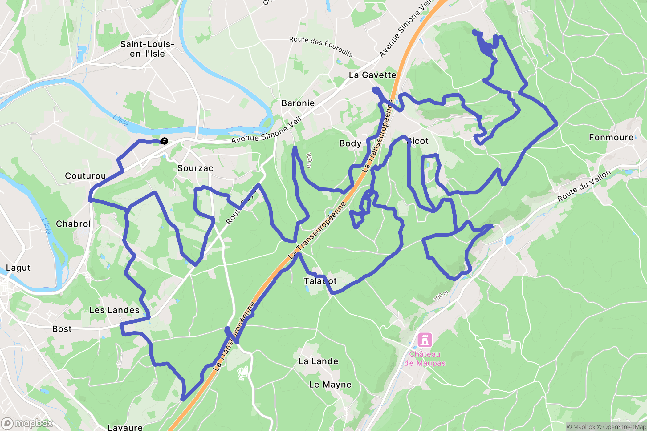 Sourzac : carte du parcours de randonnée - France