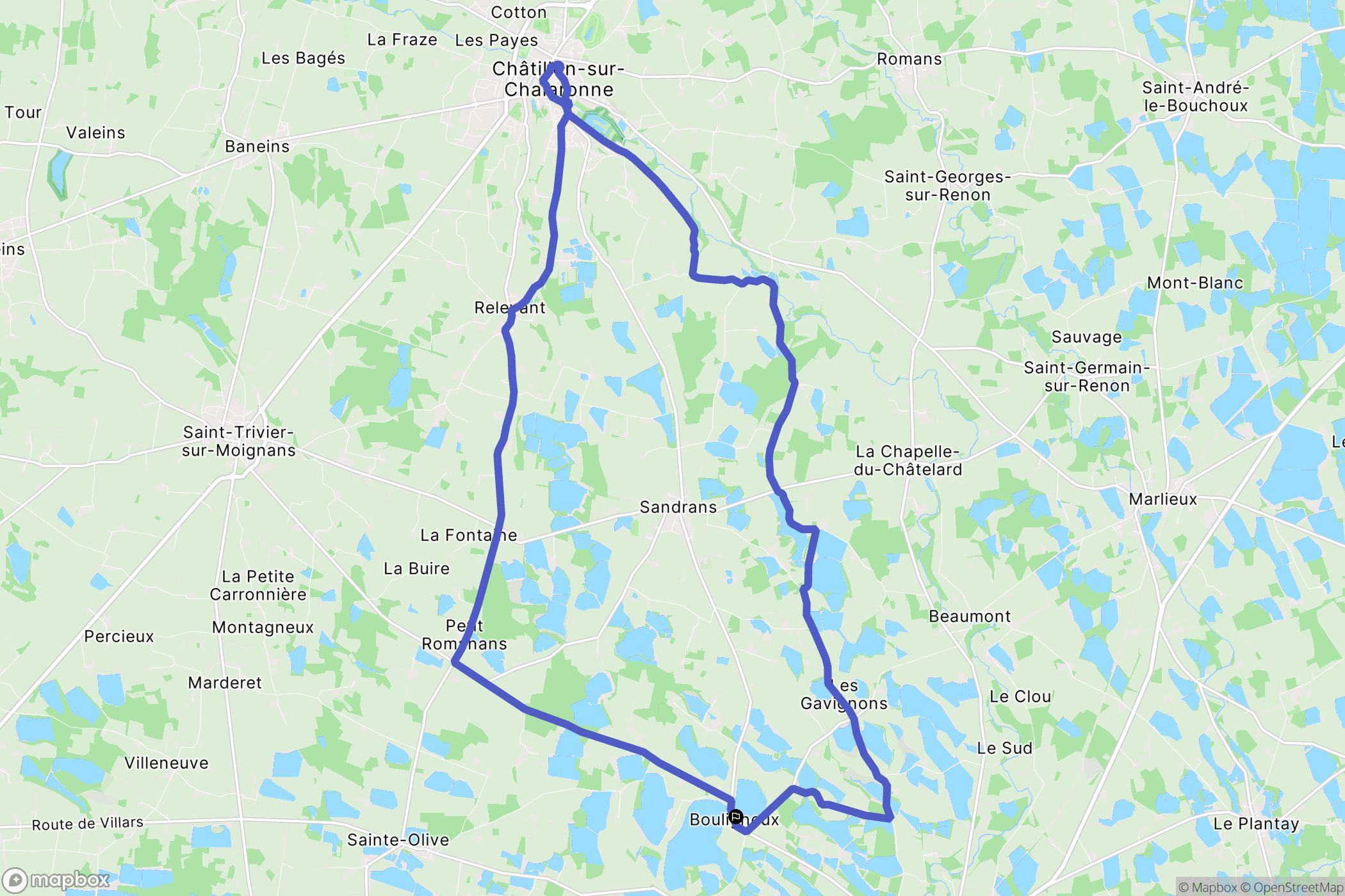 Bouligneux : carte du parcours de randonnée - France