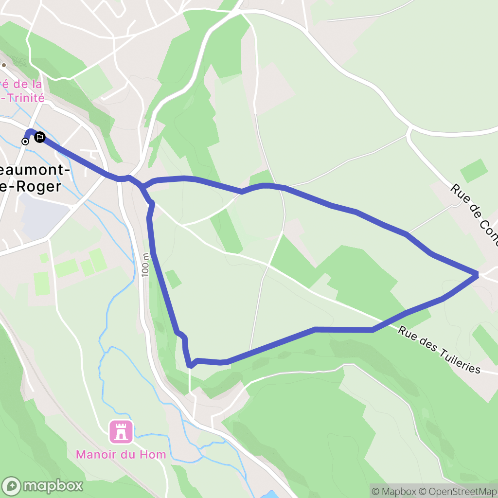 Beaumont-le-Roger : carte du parcours de randonnée - France