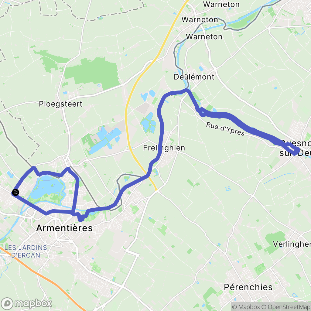 Nieppe : carte du parcours de randonnée - France